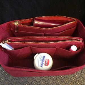 Purse Tote RED  Small insert organizer protector Zip divider  this design